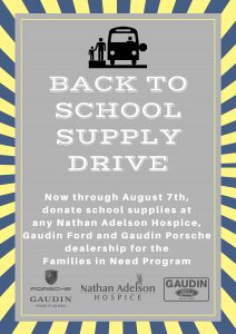 Nathan Adelson Hospice is collecting items for its annual ‘Back to School Supply Drive’ to help local children in the 2017/2018 school year.