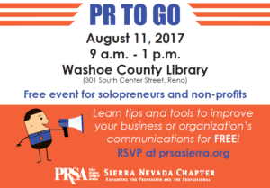 PR to Go is a speed-dating style workshop where attendees will get tips and tools they need to develop successful strategic communications plans, for free.
